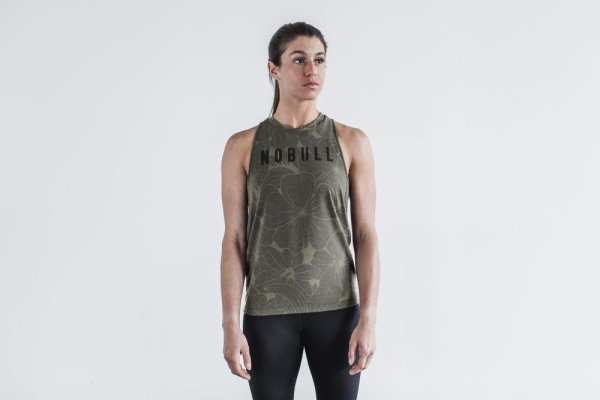 Debardeur Nobull High-neck Tank (Hibiscus) Femme Vert | OOBIG26D1