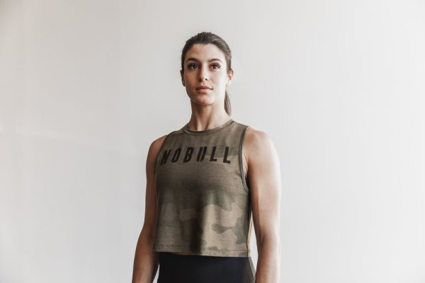 Debardeur Nobull Muscle Tank Femme Camouflage Vert Camouflage | QVRWV435L