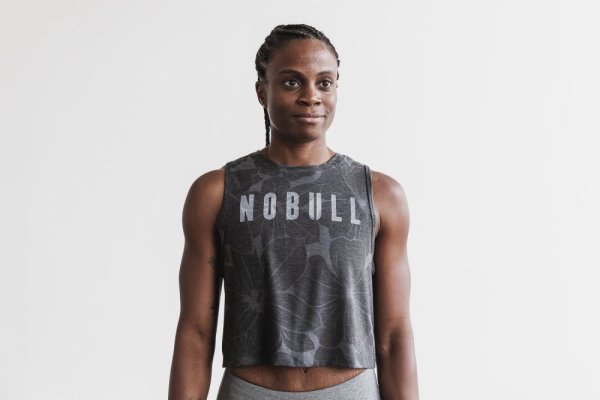 Debardeur Nobull Muscle Tank (Hibiscus) Femme Grise | 0LRX4U737