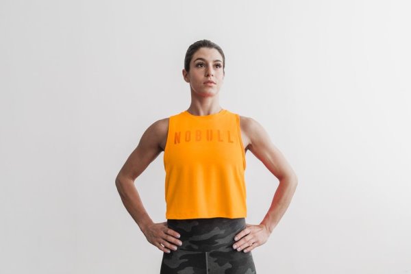 Debardeur Nobull Muscle Tank (Neon) Femme Orange | DQENTXQGI