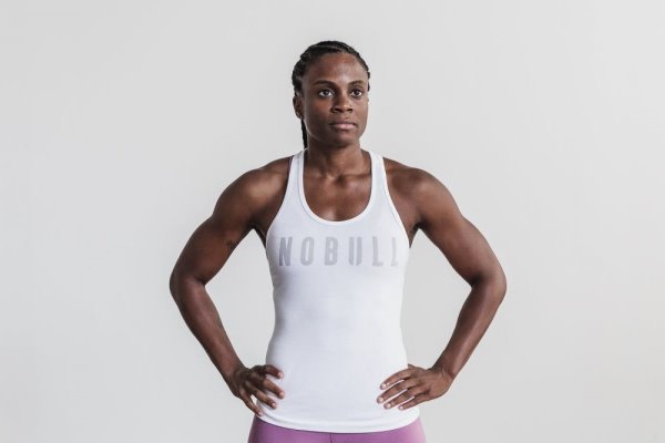 Debardeur Nobull Racerback Tank Femme Blanche | KGKB5K6I7