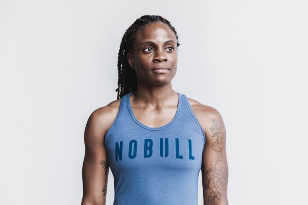 Debardeur Nobull Racerback Tank Femme Bleu | UYP5CNIOJ