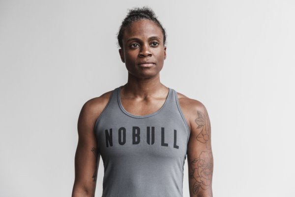 Debardeur Nobull Racerback Tank Femme Grise Foncé | HOZIEKGD2