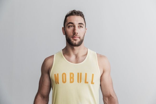 Debardeur Nobull Tank Homme Jaune Clair | FLJ566LUY