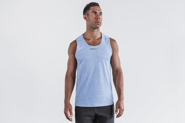 Debardeur Nobull Textured Tank Homme Bleu Clair | 3AZ0O8P6R