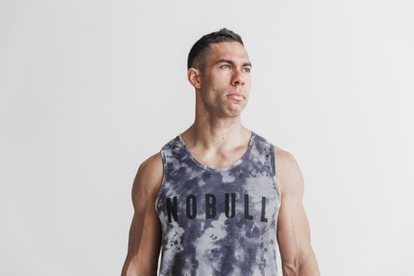 Debardeur Nobull Tie-dye Tank Homme Blanche Noir | HYOO2YVVK