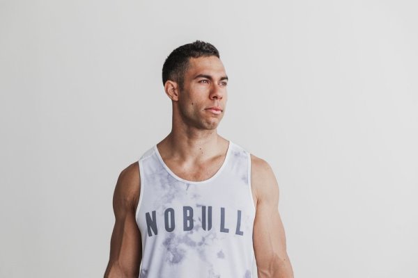 Debardeur Nobull Tie-dye Tank Homme Blanche | LU1XYNEAW