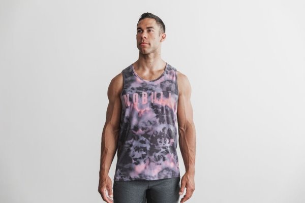 Debardeur Nobull Tie-dye Tank Homme Rose Noir | LYSDT3O10