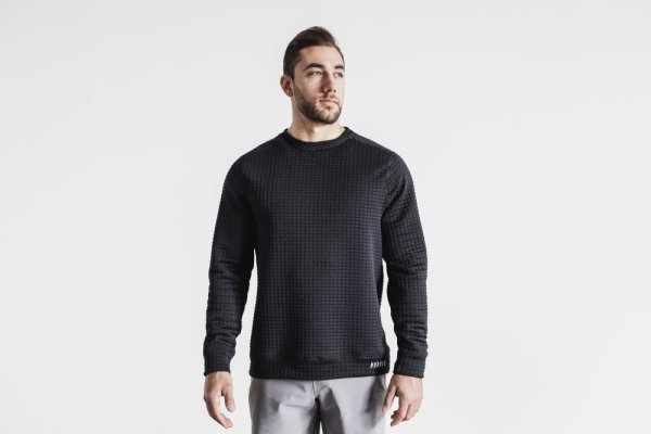 Pullover Nobull Quilted Crew Pullover Homme Noir | 4E7OWWQOH