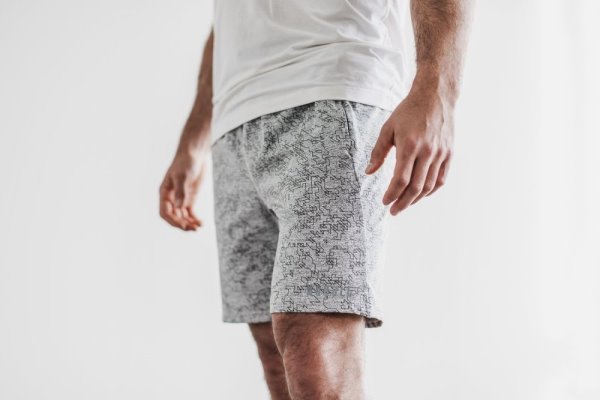 Shorts Nobull Knit Corta 8.5" Homme Blanche Camouflage | WRM1O20BU