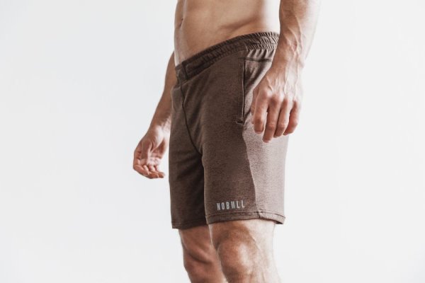 Shorts Nobull Legere Knit Corta 7" Homme Marron | O77R83CPT