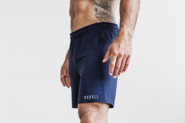 Shorts Nobull Legere Knit Corta 7" Homme Bleu Marine | PMAC6CA2I