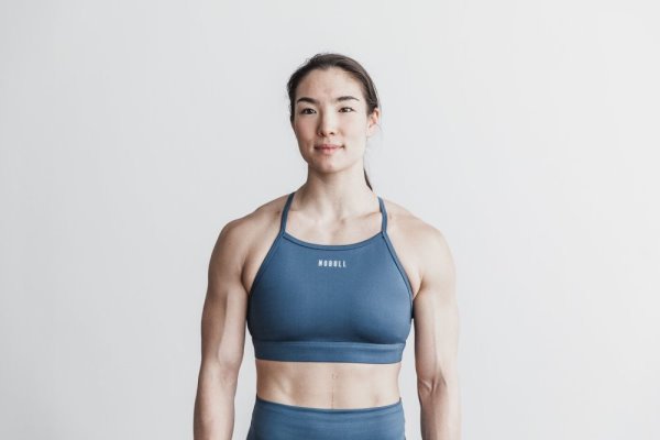 Soutien Gorge Sport Nobull High-neck Sports Bra Femme Bleu | ALA78U5NU