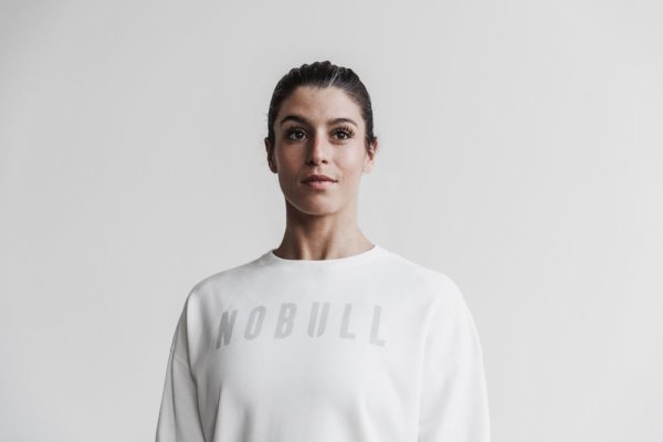 Sweats Nobull Crew Sweatshirt Femme Blanche | M3P5AVZ3U