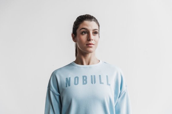 Sweats Nobull Crew Sweatshirt Femme Bleu | E692LFDWQ