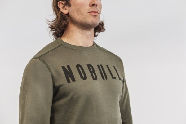 Sweats Nobull Crew Sweatshirt Homme Vert | F1IZDWNJX