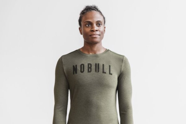 T Chemises Nobull Long Sleeve Tee Femme Vert | 4A492IMNO