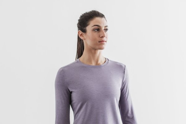 T Chemises Nobull Long Sleeve Tee Femme Lavande | EWXTY86IM