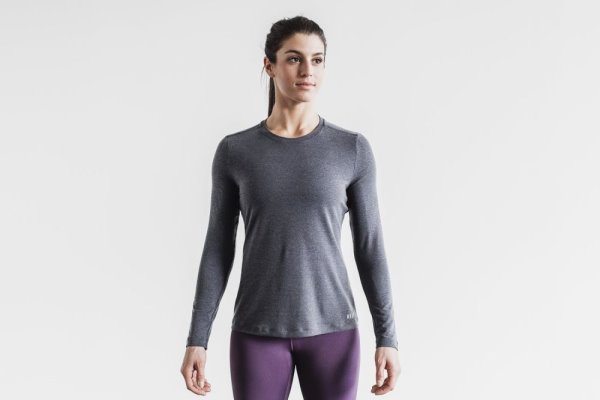 T Chemises Nobull Long Sleeve Tee Femme Grise | MJ2FI424P