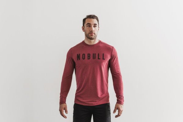 T Chemises Nobull Long Sleeve Tee Homme Rouge | DO0KZ68MC