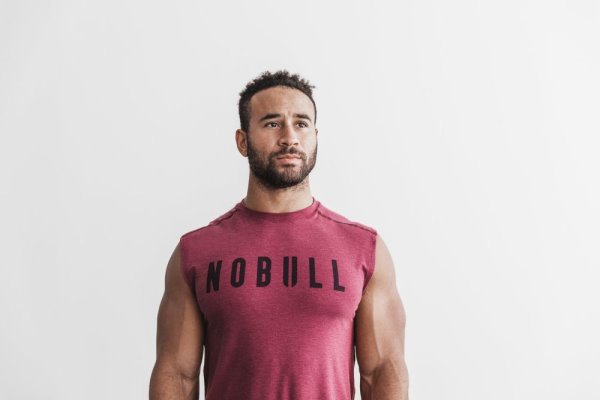 T Chemises Nobull Sans Manches Tee Homme Rouge | HQ6E1YBL2