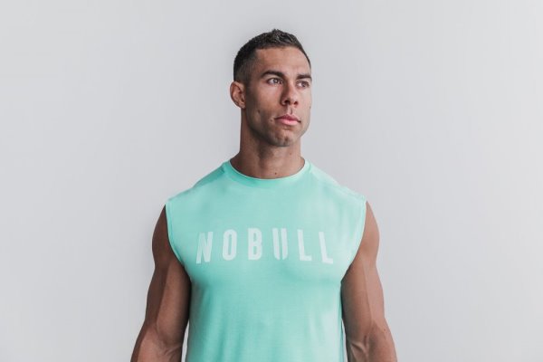 T Chemises Nobull Sans Manches Tee Homme Turquoise Clair | KAPTO02OV