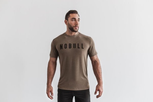 T Chemises Nobull Tee Homme Beige | XT8E7YAUK