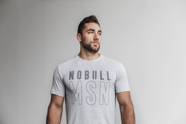 T Chemises Nobull Tee Homme Grise Clair | QC3U2PB4U