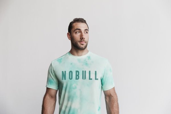 T Chemises Nobull Tie-dye Tee Homme Jaune Clair Turquoise Clair | FM99POWVG