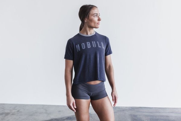 T Shirt Running Nobull Boxy Tee Femme Bleu Marine | KARPG8PSI