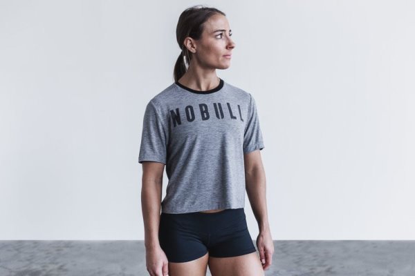 T Shirt Running Nobull Boxy Tee Femme Grise | P991FYHSN