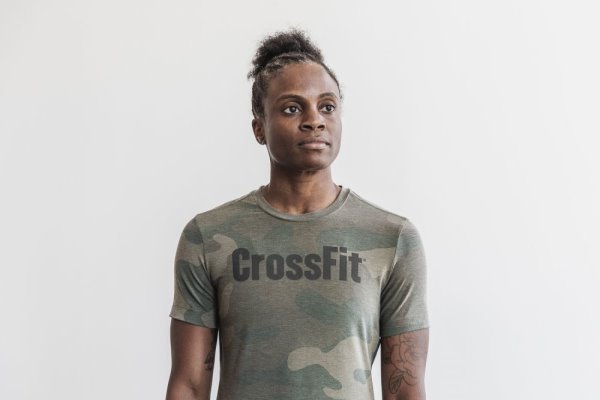 T Shirt Running Nobull Crossfit® Tee Femme Camouflage Vert Camouflage | 016F8I9L3