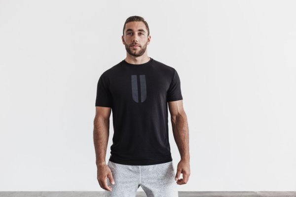 T Shirt Running Nobull Horns Tee Homme Noir | 1WS8L4TN5