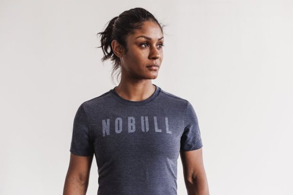 T Shirt Running Nobull Tee Femme Bleu Marine | F3ATIRTMU