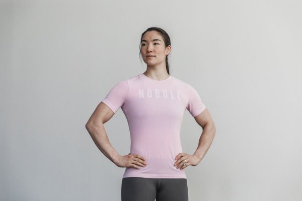 T Shirt Running Nobull Tee Femme Rose | DKEGE39VA