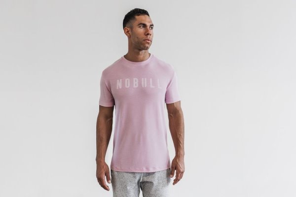 T Shirt Running Nobull Tee Homme Rose | 39RWGM6FA