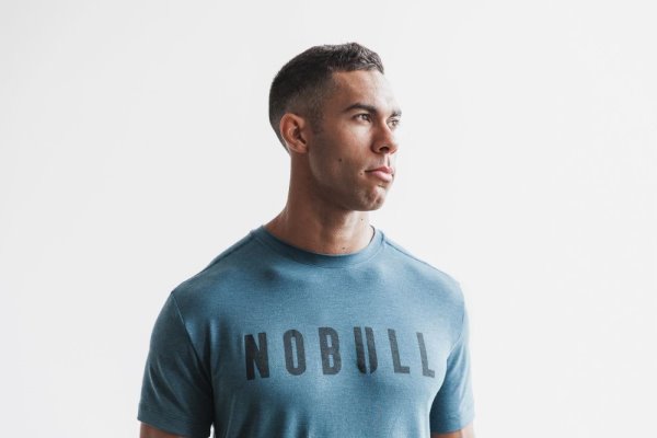 T Shirt Running Nobull Tee Homme Turquoise Foncé | 31Q20YNJZ