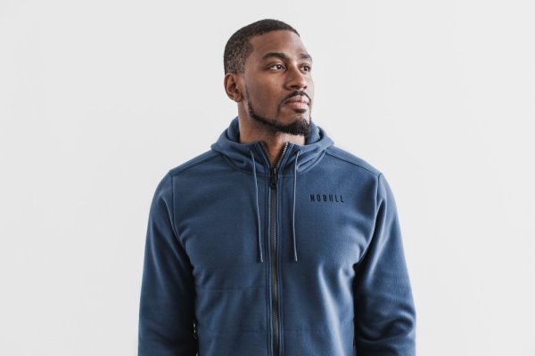 Vestes Nobull Arctic Zip-up Jacket Homme Grise Bleu | 87X4EK9QN